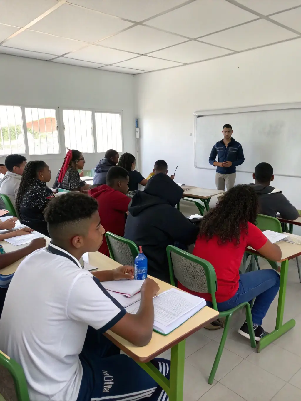 A diverse group of young people attending an awareness initiative workshop, learning about social justice and civic engagement, facilitated by Association Droit Devoir Et Liberte.